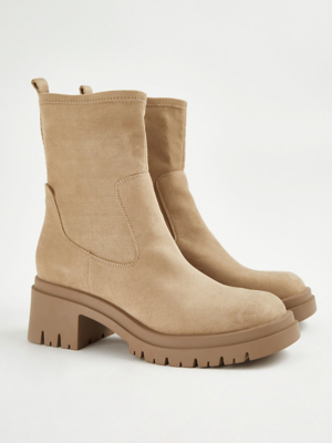 Light Tan Pull On Chunky Sock Boots Women at ASDA