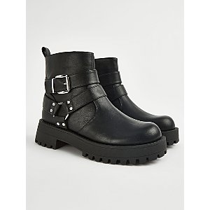 Biker boots with Oval T logo all over Woman, Black