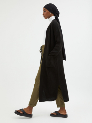 Black Chunky Knit Maxi Cardigan | Women | George at ASDA