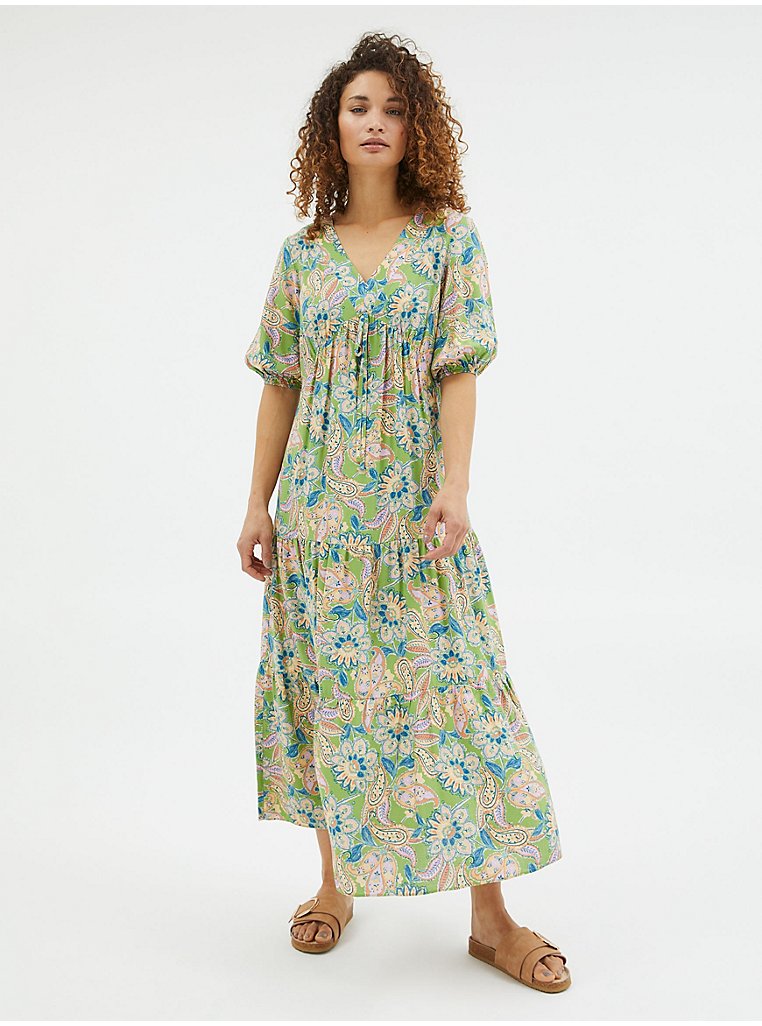 Green Paisley Boho Tiered Midi Dress | Women | George at ASDA