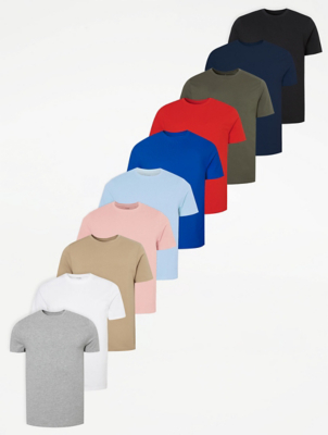 Assorted Crew Neck TShirts 10 Pack Men at ASDA