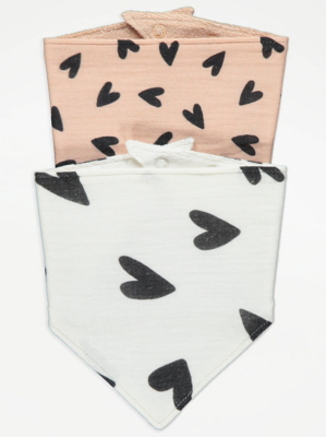 Heart Cheesecloth Bibs 2 Pack Baby at ASDA