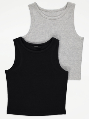 Ribbed Sleeveless Vests 2 Pack Kids at ASDA