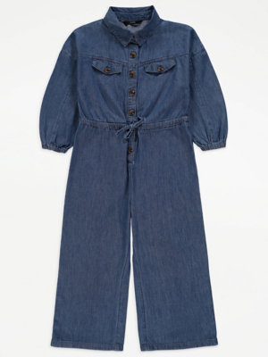 Mid Wash Denim Boiler Suit Kids at ASDA