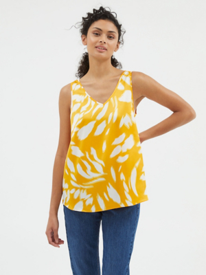 Ochre Printed Satin Vest Top Women at ASDA