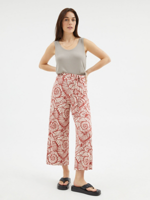 Rust Printed Cropped Belted Culottes Women at ASDA
