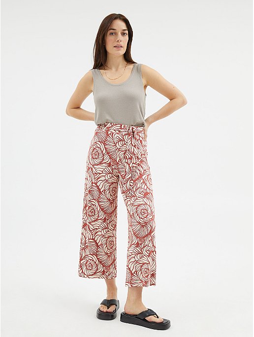 Rust Printed Cropped Belted Culottes | Women | George at ASDA