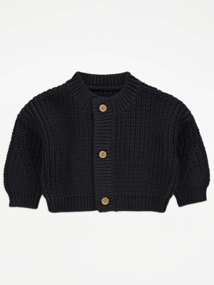Charcoal Ribbed Knitted Cardigan Baby at ASDA