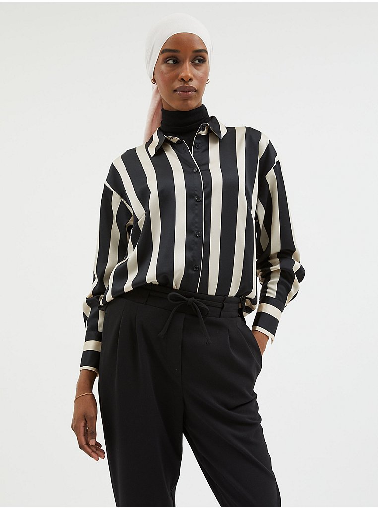 Black Striped Satin Shirt | Women | George at ASDA