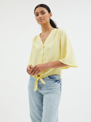 Yellow Tie Front Blouse Women at ASDA