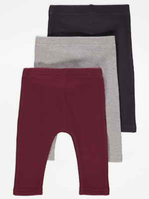 Ribbed Leggings 3 Pack Baby at ASDA