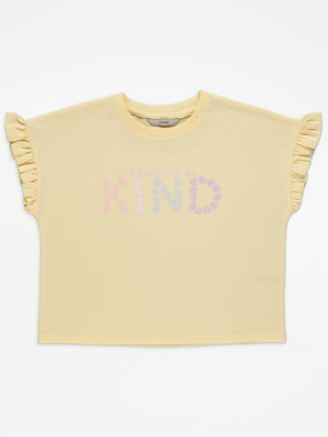 Yellow Cool To Be Kind Flower TShirt Kids at ASDA