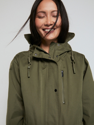 Asda Longline Waterproof Coat Ladies Khaki Lightweight Longline