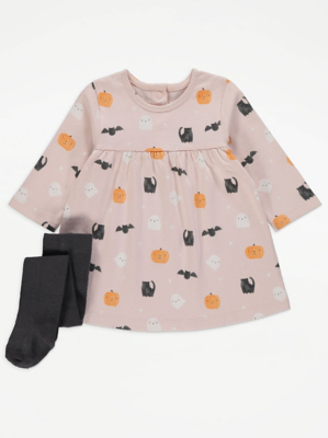 Halloween Pink Dress and Tights Outfit Baby at ASDA