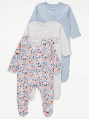 Blue Pretty Floral Sleepsuits Pack
