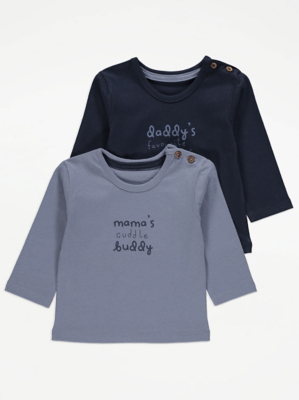 Blue Mummy and Daddy Long Sleeve Tops 2 Pack Baby at ASDA