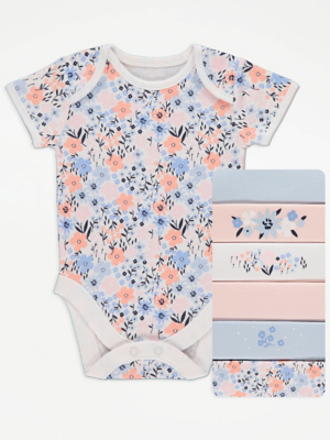 Assorted Pretty Floral Print Bodysuits 7 Pack Baby at ASDA