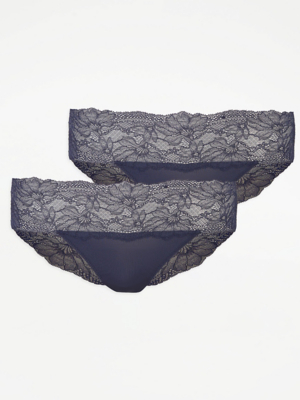 Navy Lace Bandeau Briefs 2 Pack | Lingerie | George at ASDA