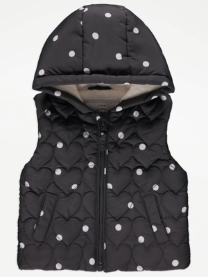 Charcoal Spotty Quilted Gilet - Main Image