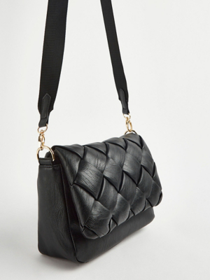 Black Quilted Woven Cross Body Bag Women at ASDA
