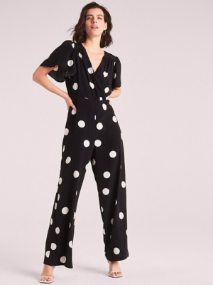 Black Spot V Neck Jumpsuit Women at ASDA