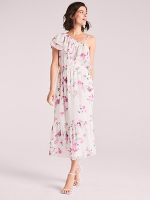 Vianka Tie Shoulder Chiffon Midi Dress