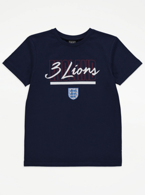 England FA Official 3 Lions Navy TShirt Kids at ASDA