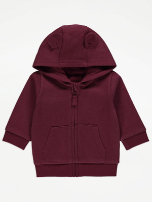 Burgundy Zip Up Hoodie Baby at ASDA