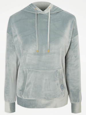 Sage Green Velour Loungewear Hoodie Lingerie at ASDA