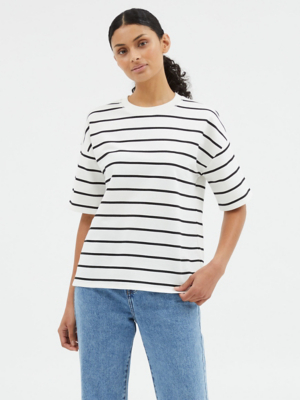 Black Stripe Short Sleeve Top Women at ASDA