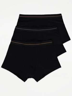 Black Colour Stripe Hipster Boxers 3 Pack Men at ASDA