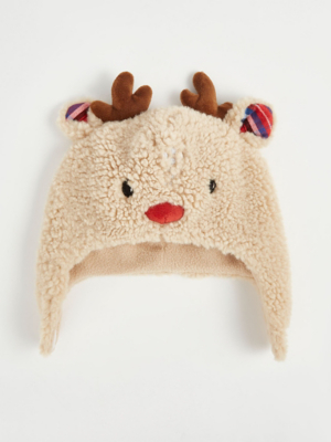 Brown Reindeer Trapper Hat Baby at ASDA