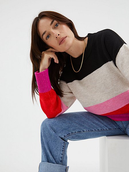 Blue Colour Block Knitted Jumper | Women | George at ASDA