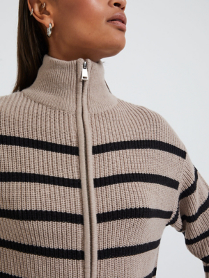 doublet ZIP UP STRIPE CARDIGAN MEDIUM Women Striped Regular Fit