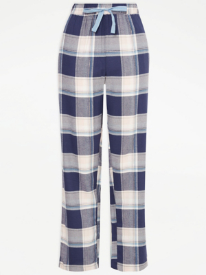 Blue Checked Pyjama Bottoms Lingerie at ASDA