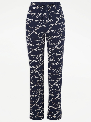 Navy Script Pyjama Bottoms Lingerie at ASDA