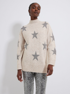 Neutral Star Longline Knitted Jumper Women at ASDA