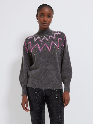 Grey sequin jumper new arrivals