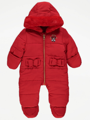 Disney Minnie Mouse Red Bow Snowsuit Baby at ASDA