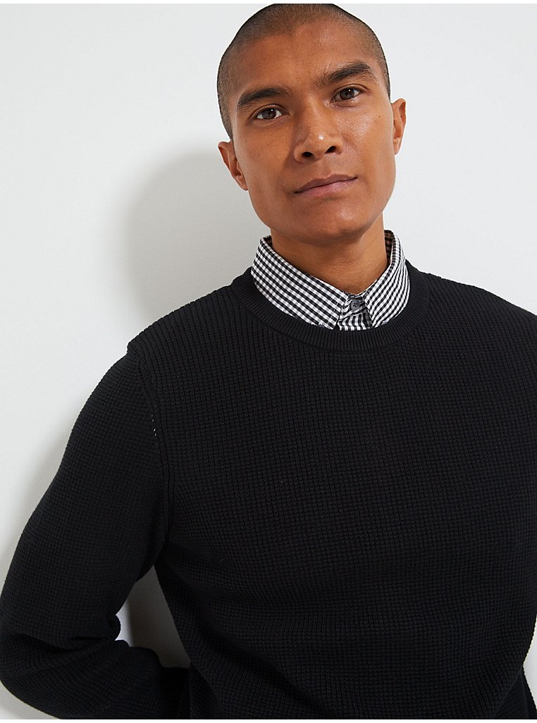 Black Knitted Mock Shirt Jumper | Men | George at ASDA