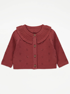 Rust Pointelle Cardigan Baby at ASDA