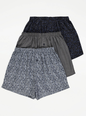 Ditsy Floral Woven Boxers 3 Pack Men at ASDA