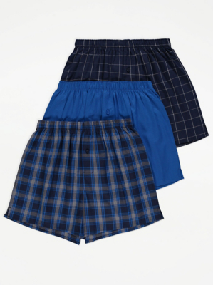 Woven Checked Boxers 3 Pack Men at ASDA