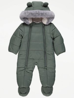 Green Padded Snowsuit Baby at ASDA