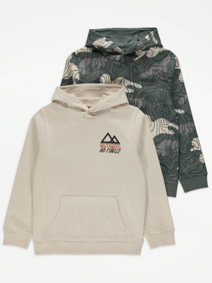 Camouflage Slogan Print Hoodies 2 Pack Kids at ASDA