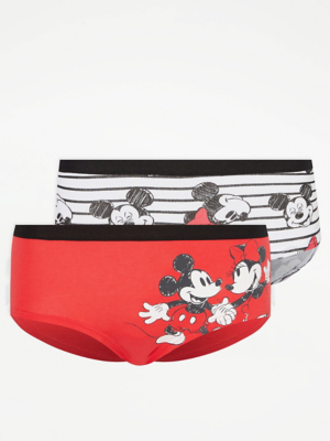 Disney Mickey & Minnie Mouse Short Knickers 2 Pack Lingerie at ASDA