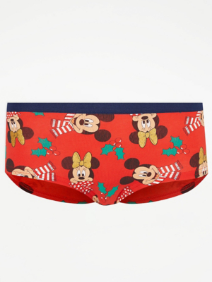 Disney Mickey & Minnie Christmas Short Knickers Lingerie at ASDA