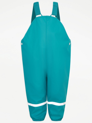 Teal Dungaree Puddlesuit Kids at ASDA
