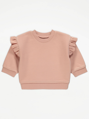 Light Pink Frill Sleeve Sweatshirt Baby at ASDA