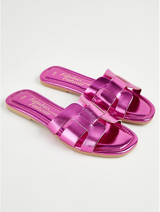Pink Metallic Mule Sandals | Women | George at ASDA